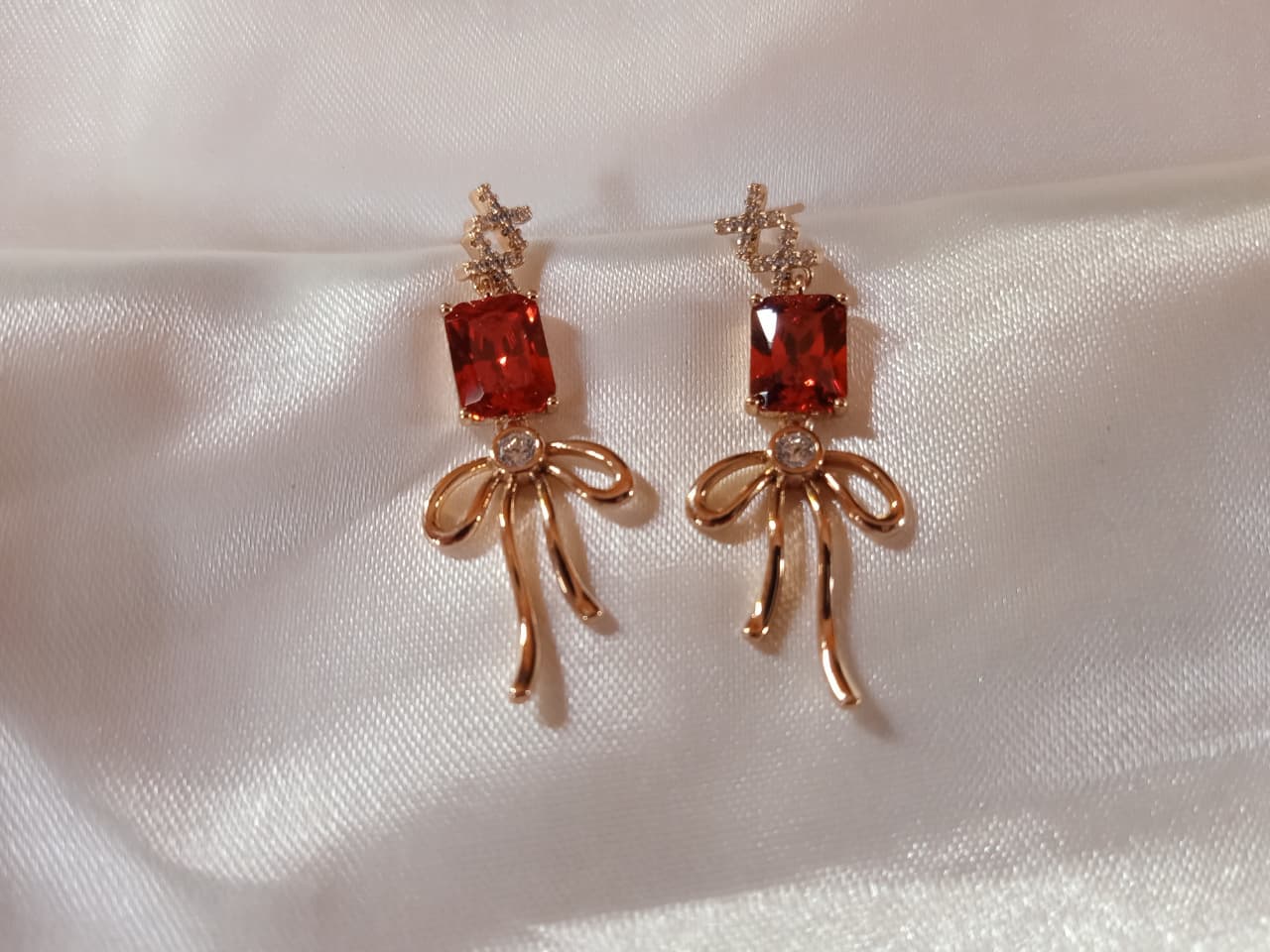 Ruby Bow Drop Earrings ❤️🎀