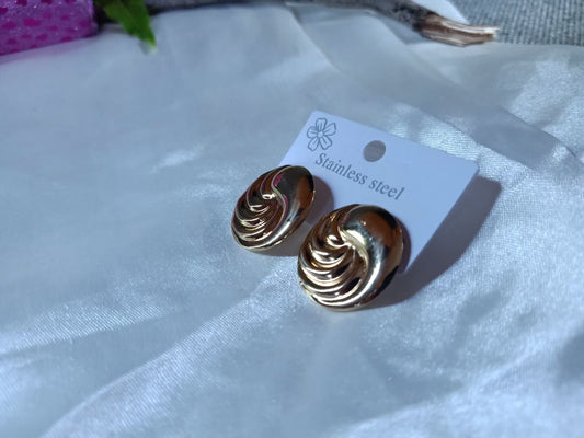 Golden Spiral Stud Earrings