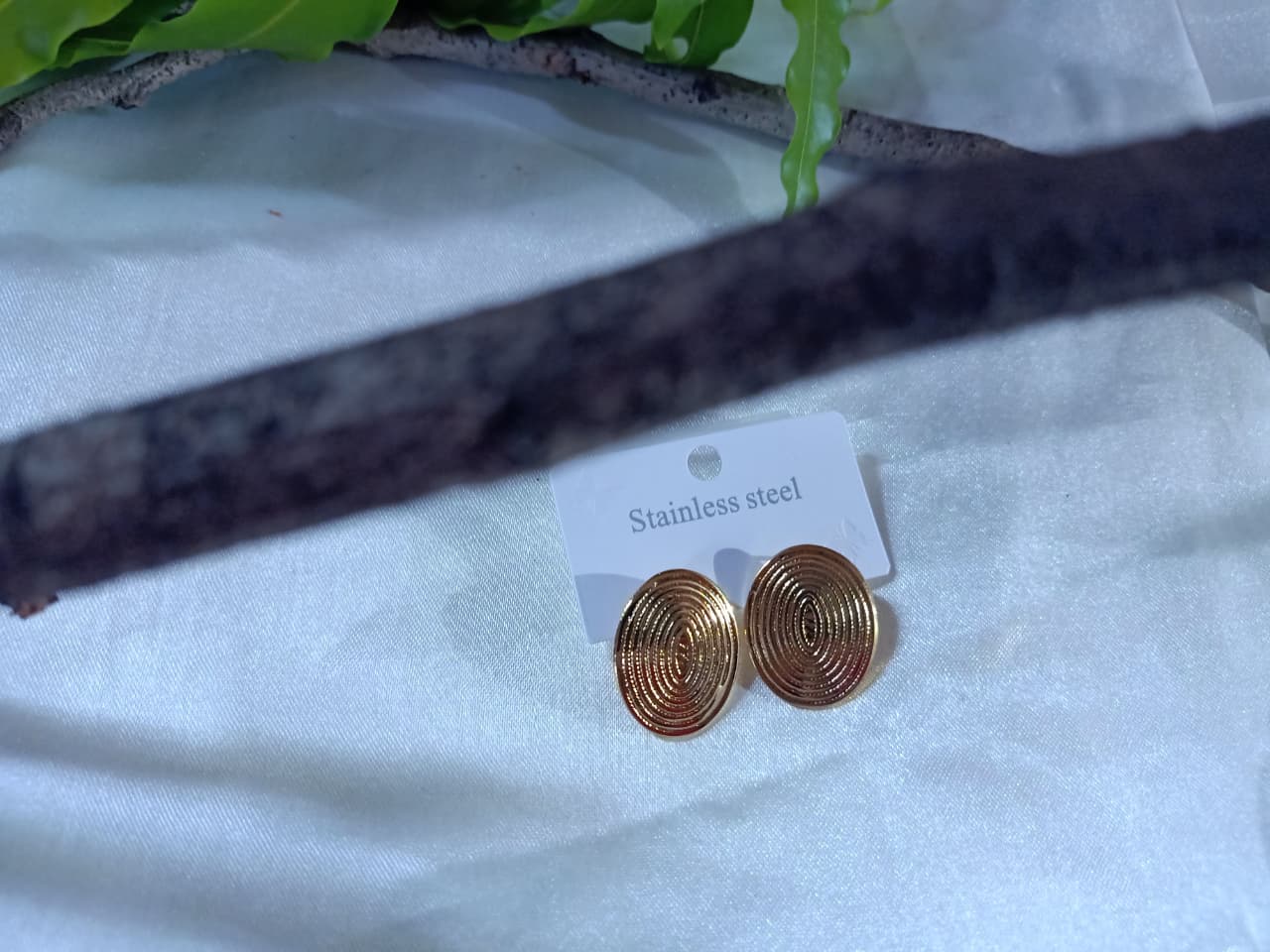 Gold-Tone Stainless Steel Spiral Stud Earrings