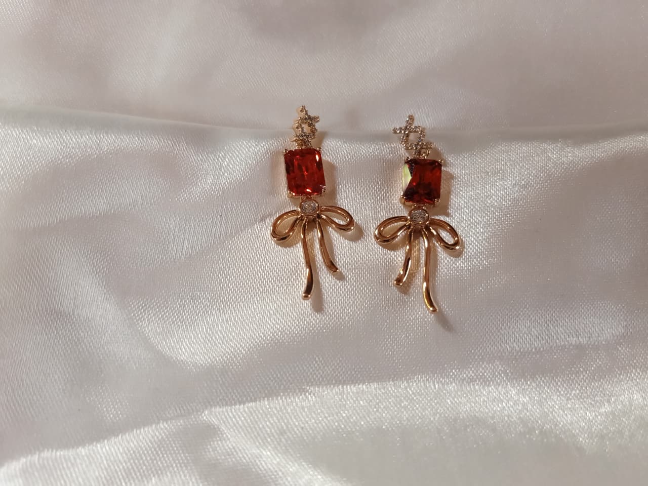 Ruby Bow Drop Earrings ❤️🎀