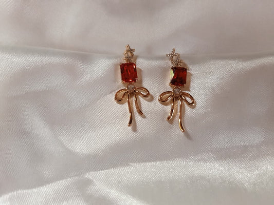 Ruby Bow Drop Earrings ❤️🎀