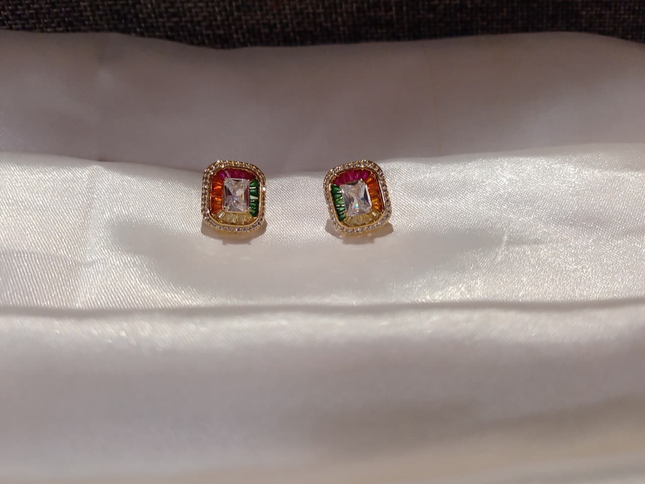 Rainbow Crystal Stud Earrings