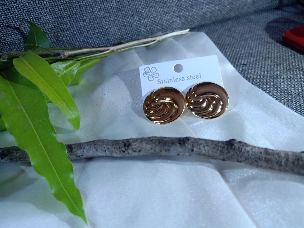 Golden Spiral Stud Earrings