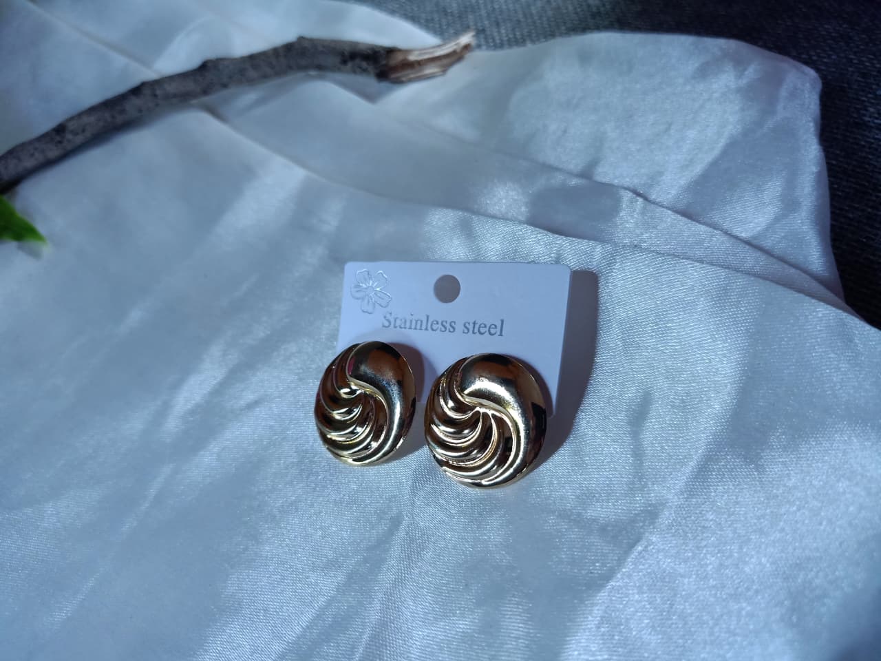 Golden Spiral Stud Earrings
