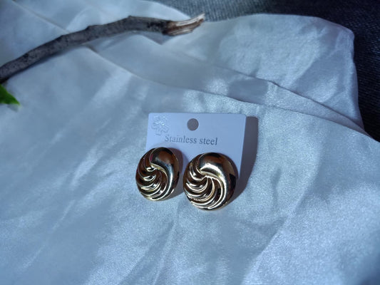 Golden Spiral Stud Earrings