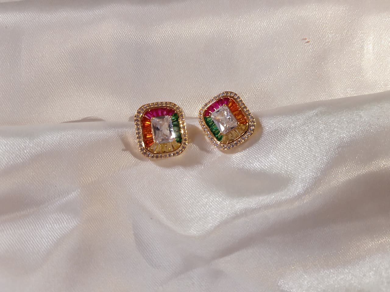 Rainbow Crystal Stud Earrings
